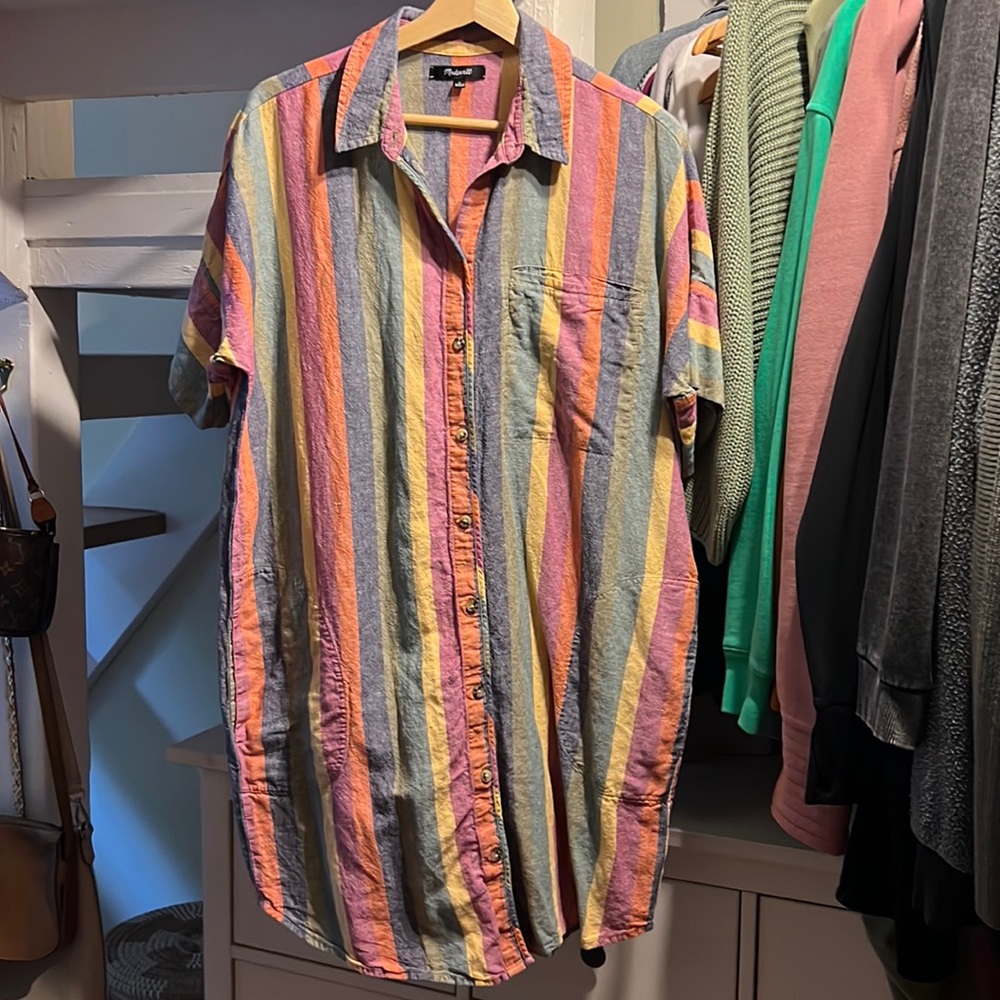 Madewell Striped Shirt Dress L